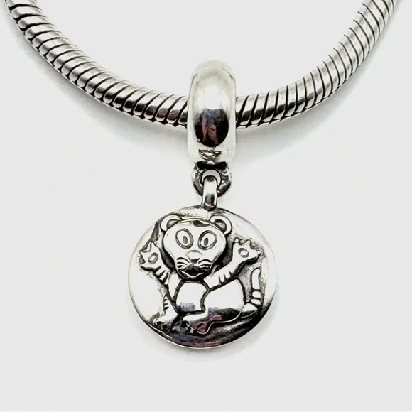Pandora Chinese Zodiac Year of the Tiger Sterling Silver Dangle Coin Charm - Picture 1 of 2